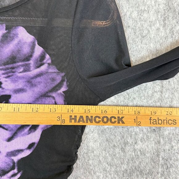 Y2K Vtg Mesh Top Purple Black Cyber Boho Fairy Grunge Whimsigoth Corpcore Sz P - Picture 8 of 11